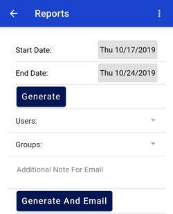 screenshot of generating a report